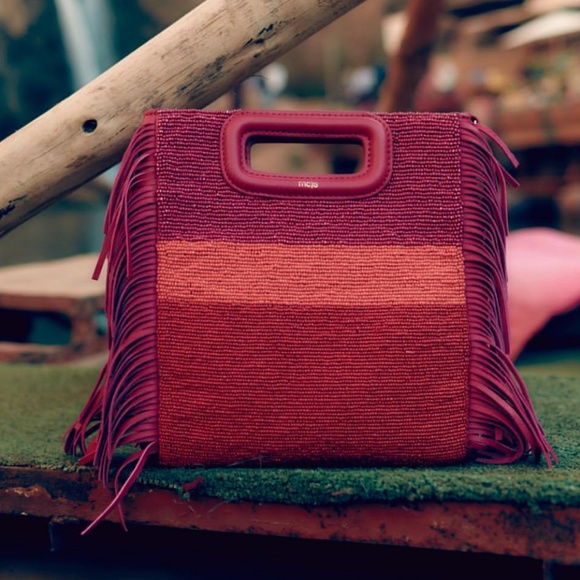 Maje Handbags - MAJE • M Bag • Fringed Leather Fuchsia Purse